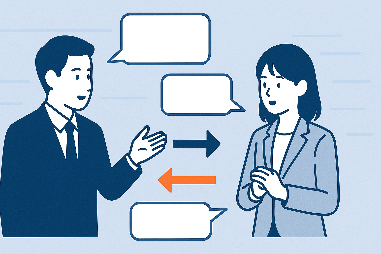 短時間の会話テンプレートの流れを示す図解