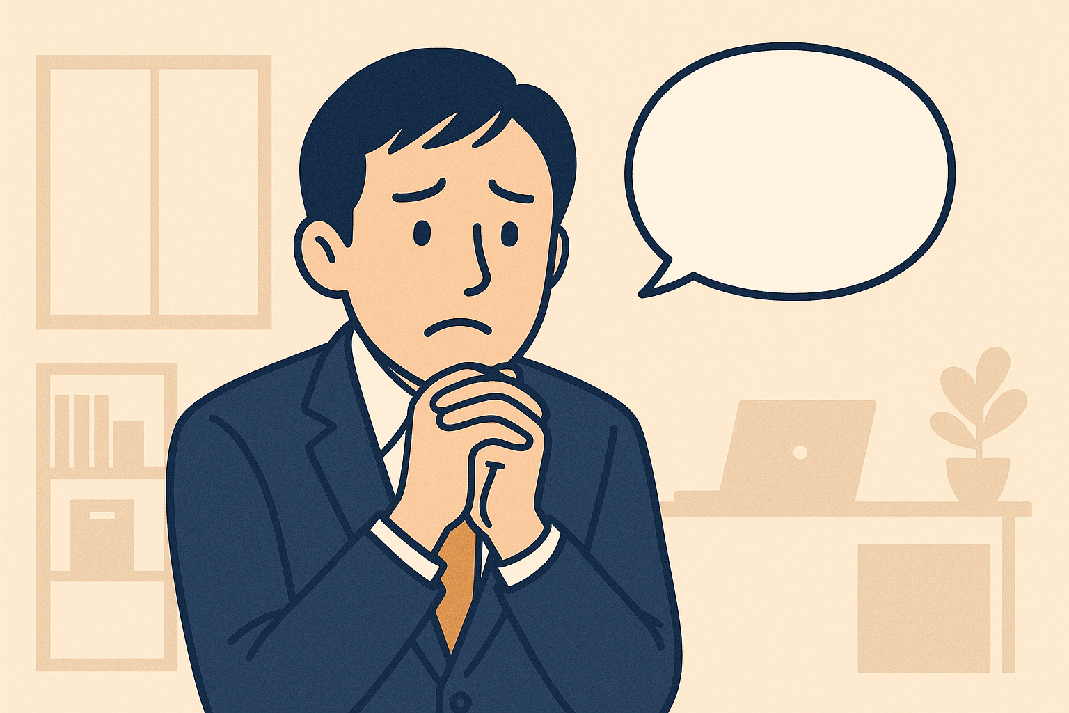 社内で疑問を抱える30代の会社員のイラスト